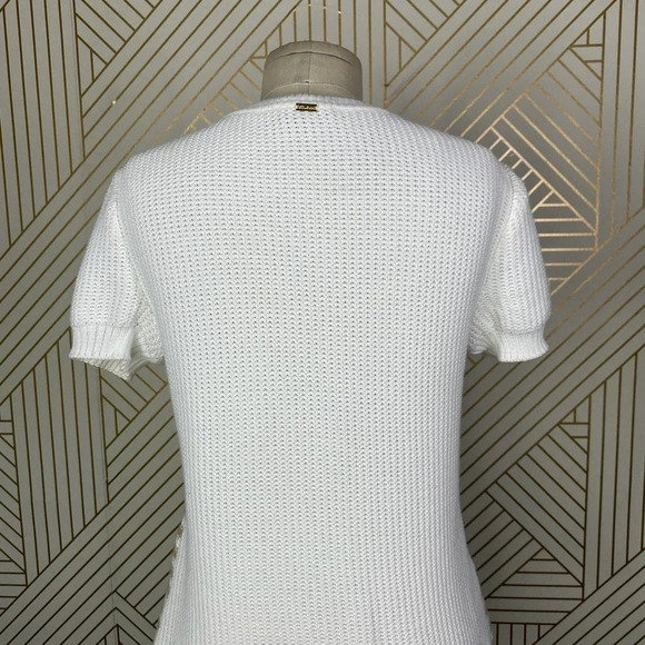 St. John Sport Striped Short Sleeve Knit Sweater in White & Tan Size US XS - Picture 9 of 12